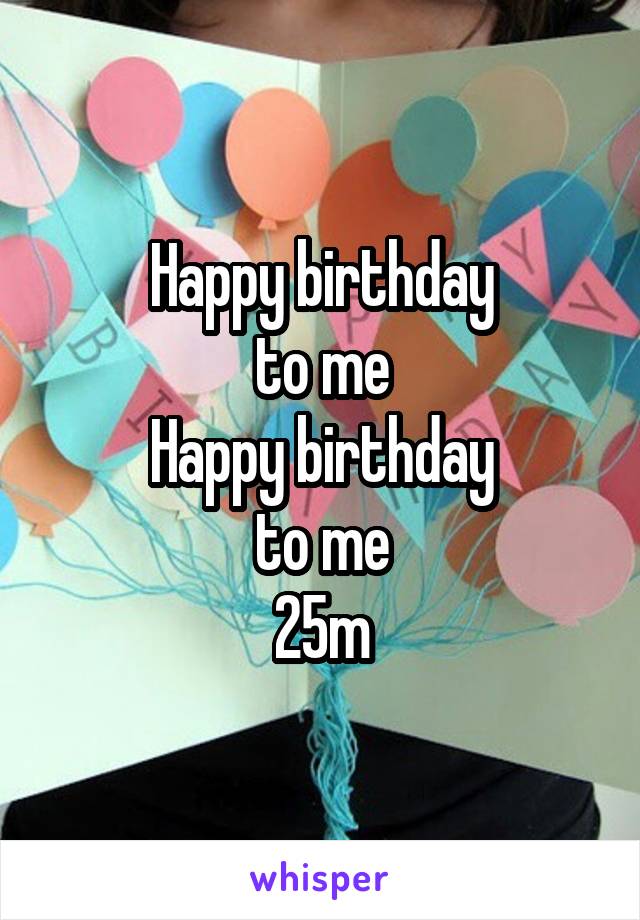 Happy birthday
to me
Happy birthday
to me
25m