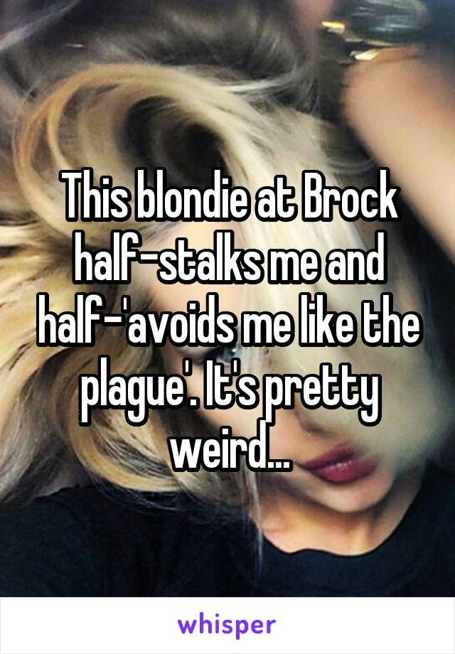 This blondie at Brock half-stalks me and half-'avoids me like the plague'. It's pretty weird...