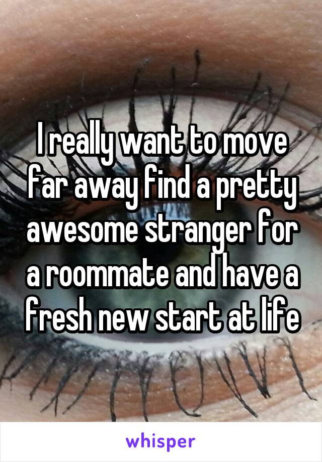 I really want to move far away find a pretty awesome stranger for a roommate and have a fresh new start at life