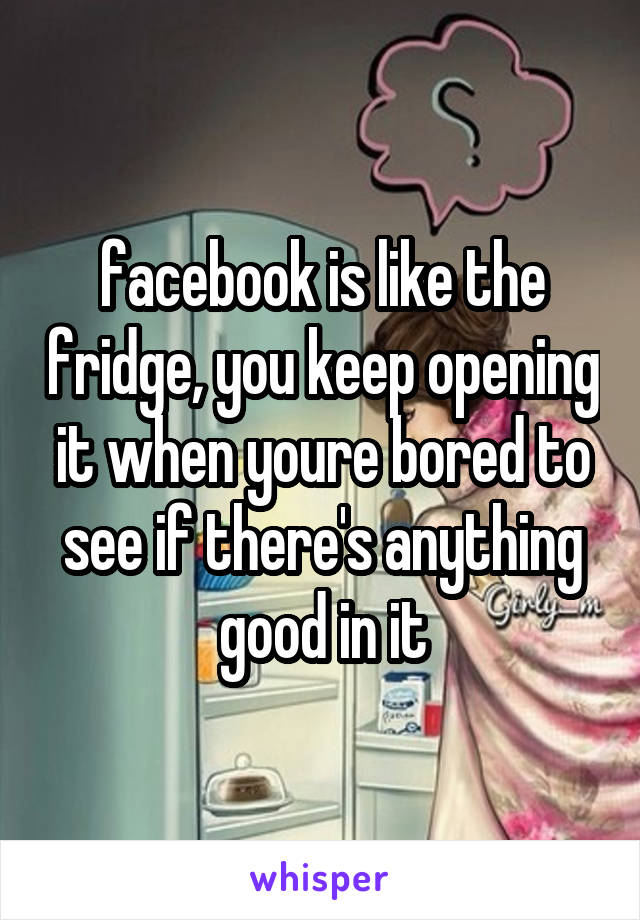 facebook is like the fridge, you keep opening it when youre bored to see if there's anything good in it