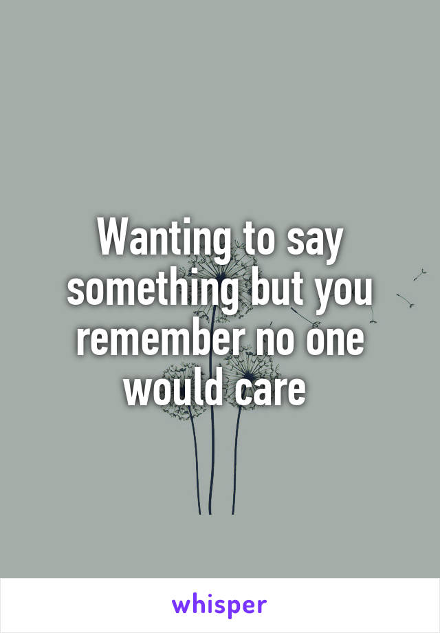 Wanting to say something but you remember no one would care 