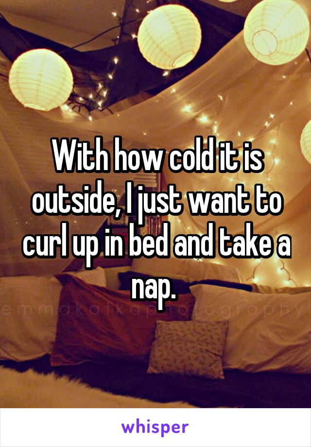 With how cold it is outside, I just want to curl up in bed and take a nap. 