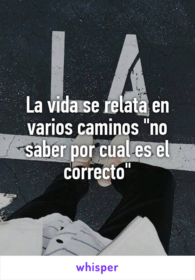 La vida se relata en varios caminos "no saber por cual es el correcto"