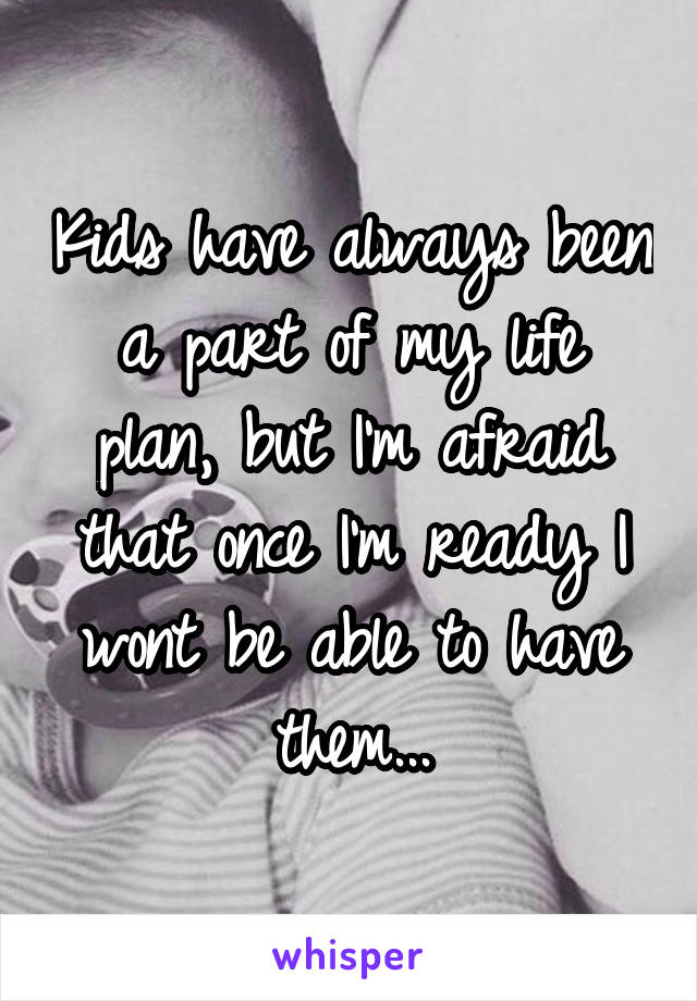 Kids have always been a part of my life plan, but I'm afraid that once I'm ready I wont be able to have them...