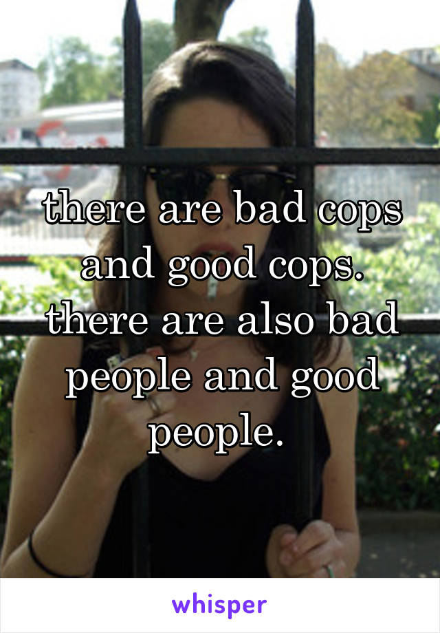 there are bad cops and good cops. there are also bad people and good people. 