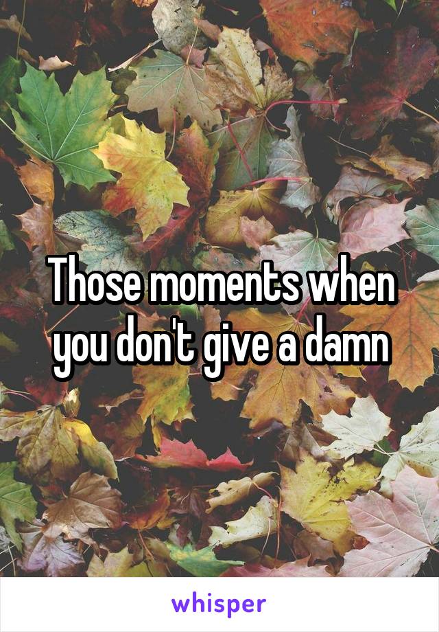 Those moments when you don't give a damn