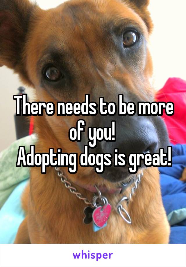 There needs to be more of you! 
Adopting dogs is great!