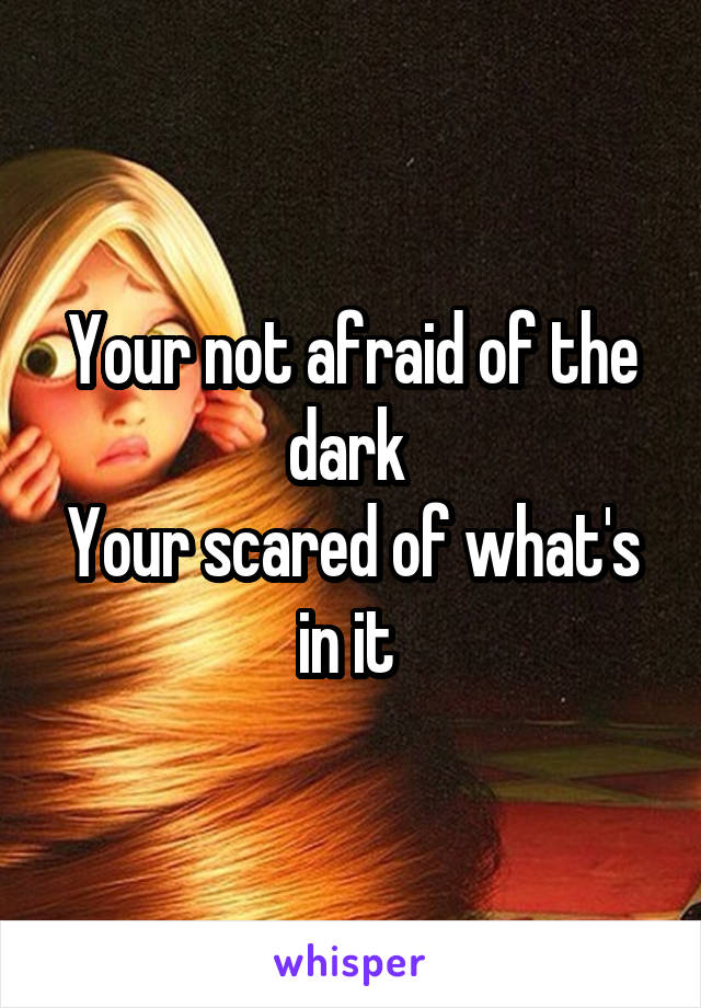 Your not afraid of the dark 
Your scared of what's in it 