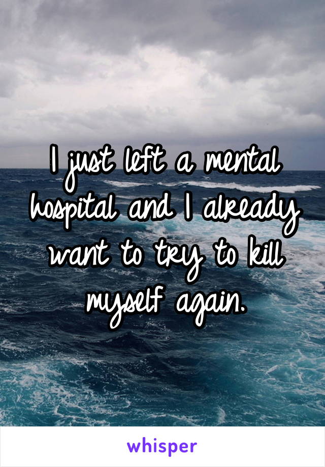 I just left a mental hospital and I already want to try to kill myself again.