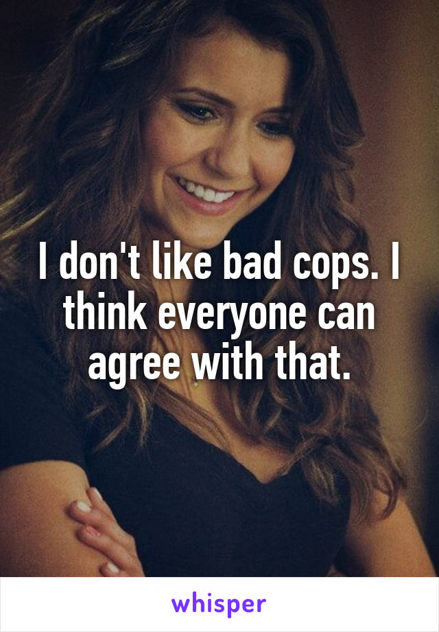 I don't like bad cops. I think everyone can agree with that.