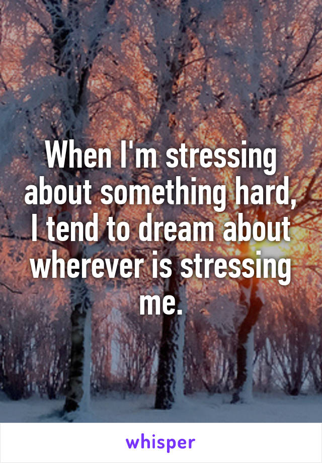 When I'm stressing about something hard, I tend to dream about wherever is stressing me.