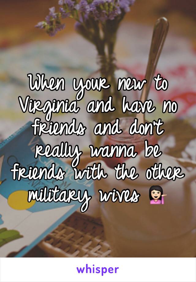 When your new to Virginia and have no friends and don't really wanna be friends with the other military wives 💁🏻