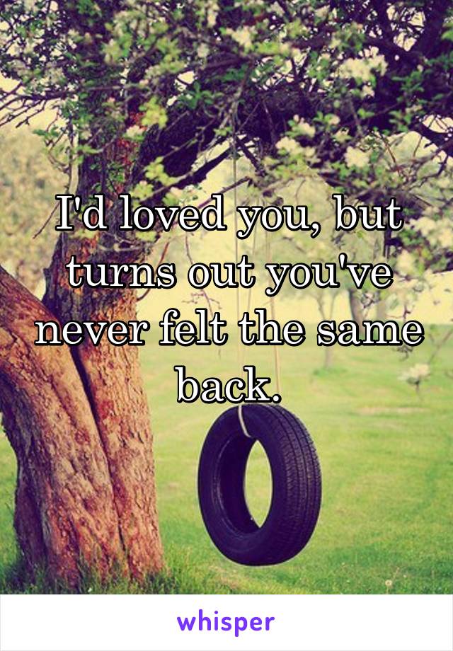 I'd loved you, but turns out you've never felt the same back.
