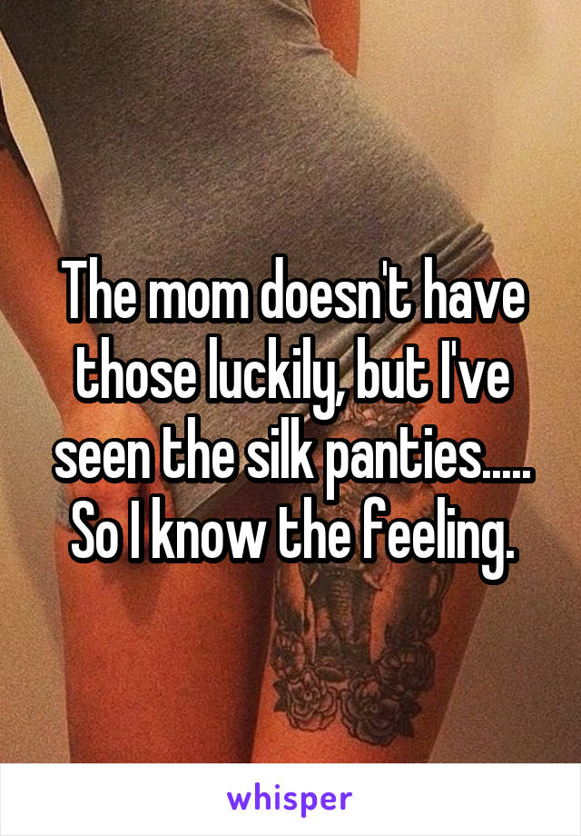 The mom doesn't have those luckily, but I've seen the silk panties..... So I know the feeling.