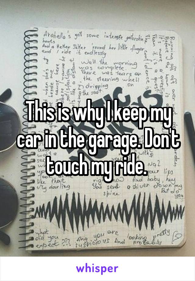 This is why I keep my car in the garage. Don't touch my ride. 