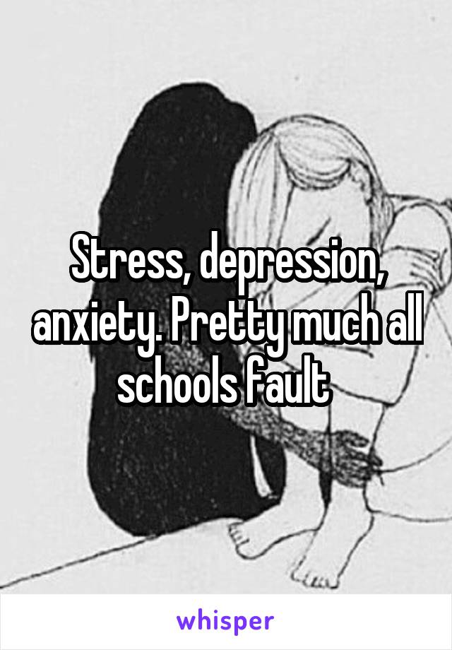 Stress, depression, anxiety. Pretty much all schools fault 