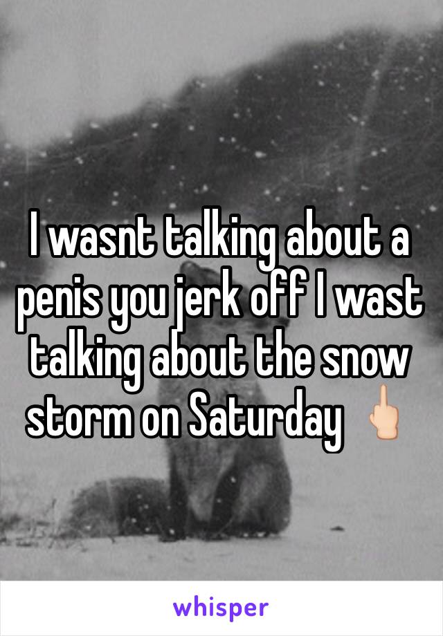 I wasnt talking about a penis you jerk off I wast talking about the snow storm on Saturday 🖕🏻