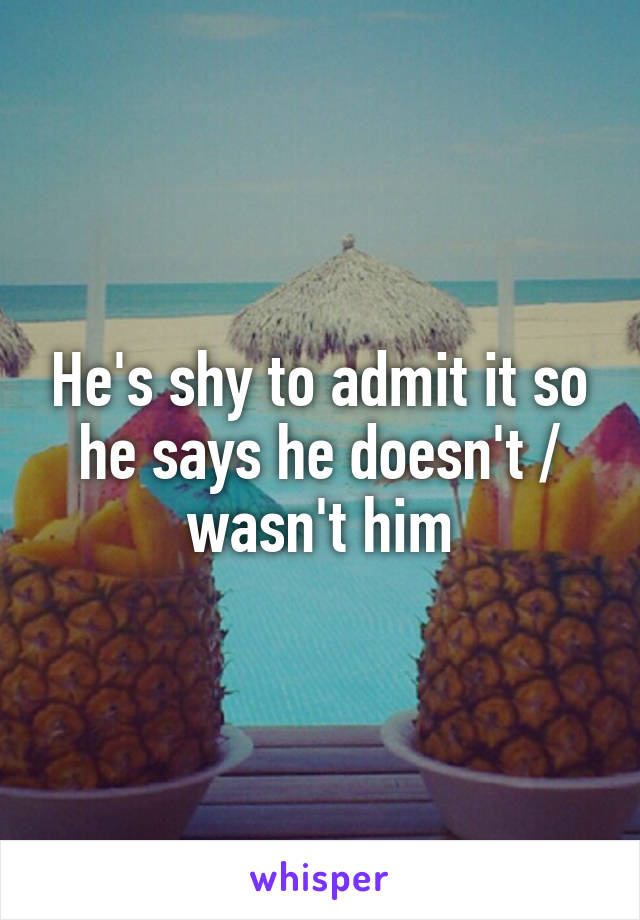 He's shy to admit it so he says he doesn't / wasn't him