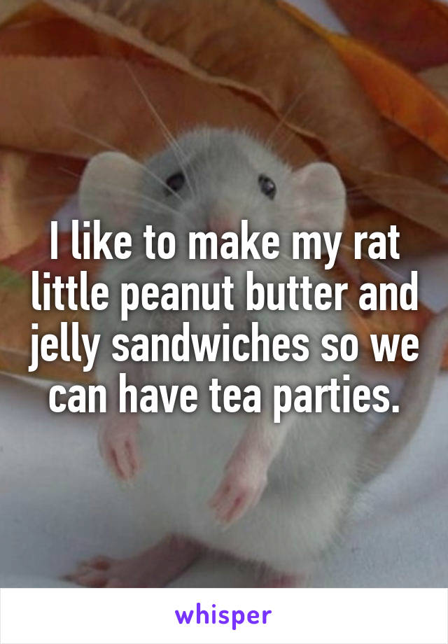 I like to make my rat little peanut butter and jelly sandwiches so we can have tea parties.