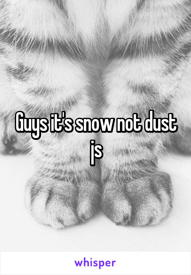 Guys it's snow not dust js