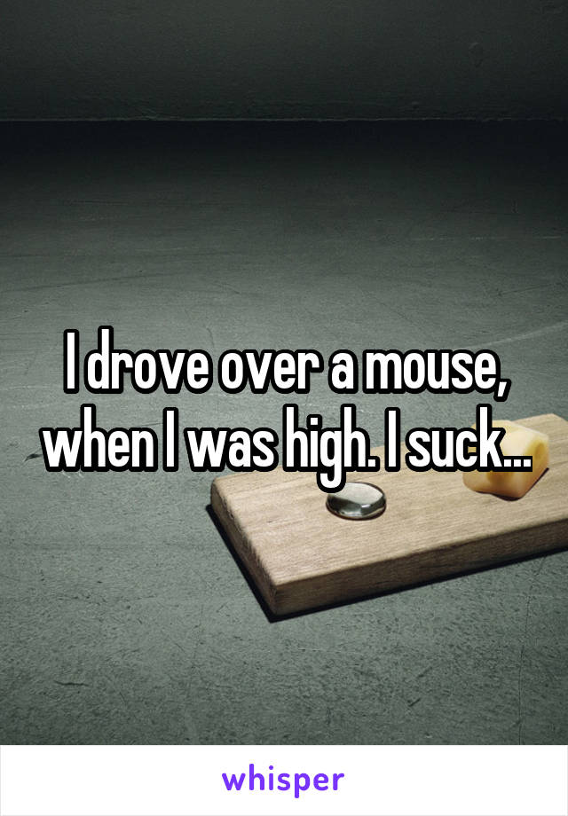 I drove over a mouse, when I was high. I suck...