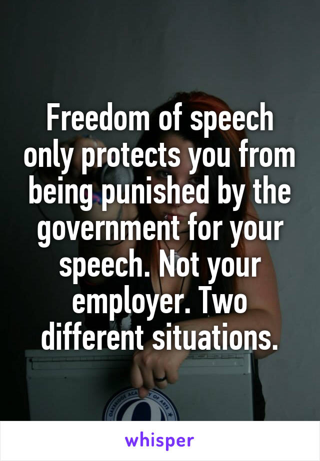 Freedom of speech only protects you from being punished by the government for your speech. Not your employer. Two different situations.