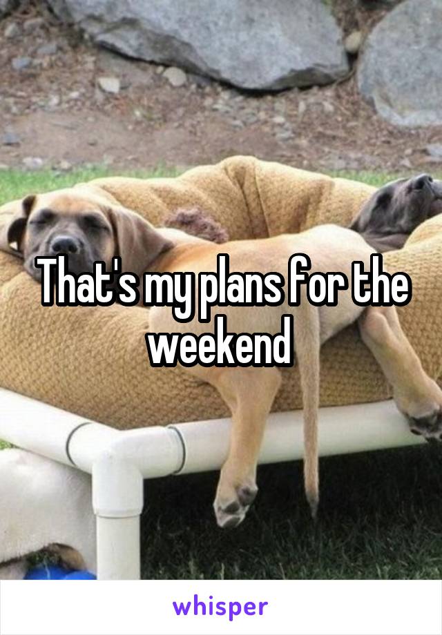 That's my plans for the weekend 