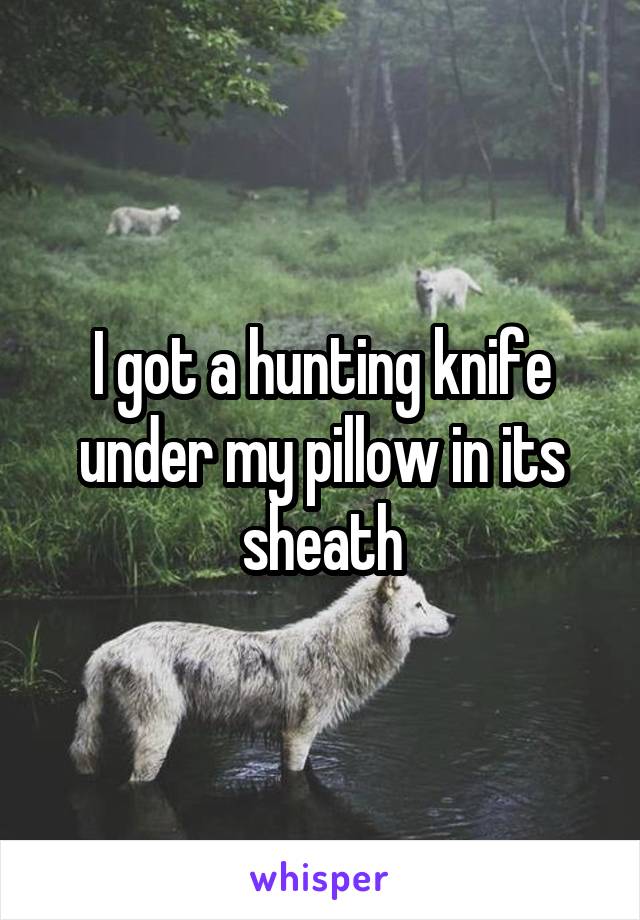 I got a hunting knife under my pillow in its sheath