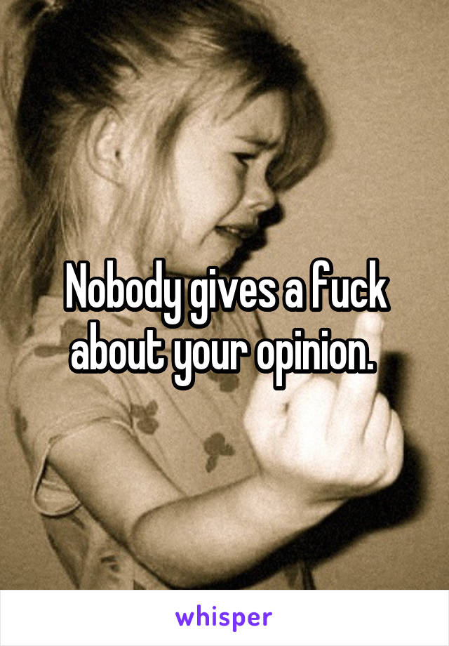 Nobody gives a fuck about your opinion. 