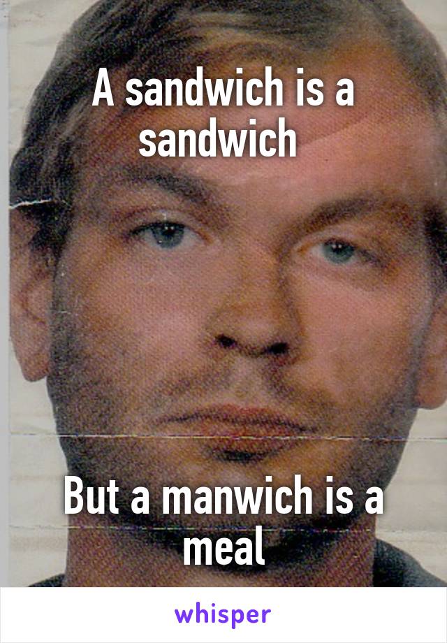 A sandwich is a sandwich 






But a manwich is a meal