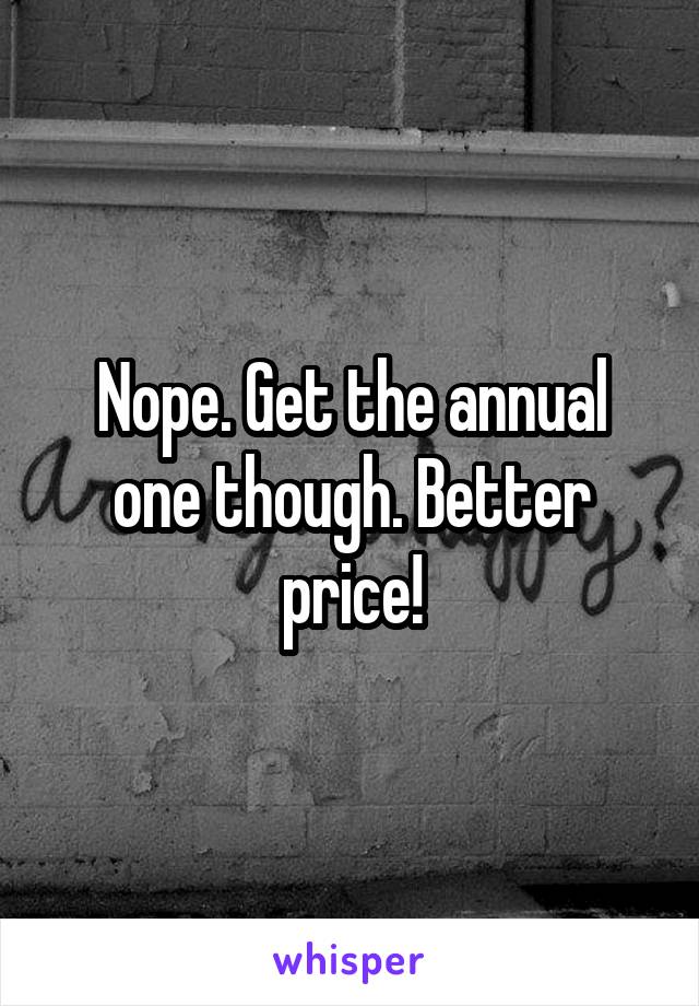 Nope. Get the annual one though. Better price!