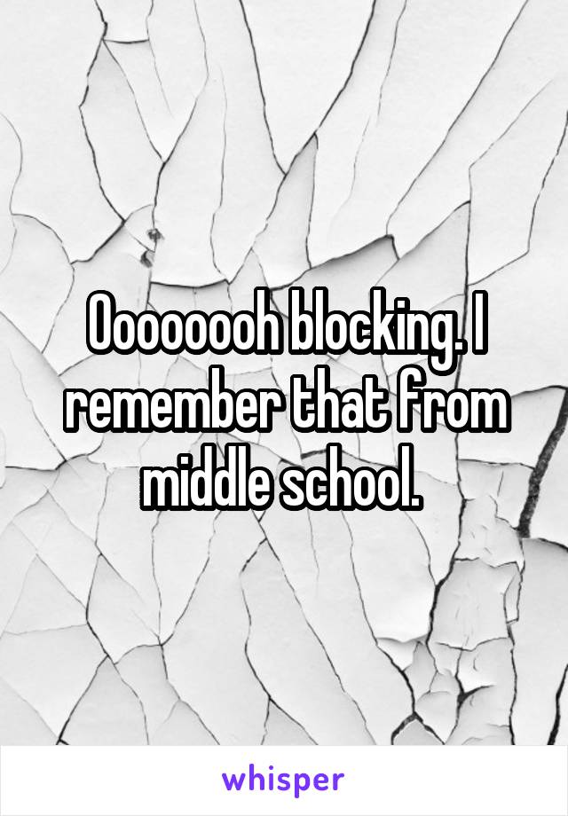 Oooooooh blocking. I remember that from middle school. 