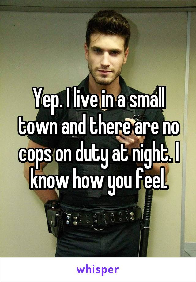 Yep. I live in a small town and there are no cops on duty at night. I know how you feel.