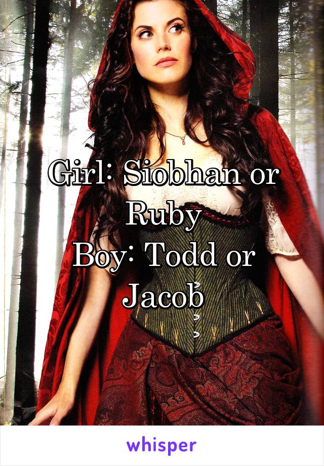 Girl: Siobhan or Ruby
Boy: Todd or Jacob