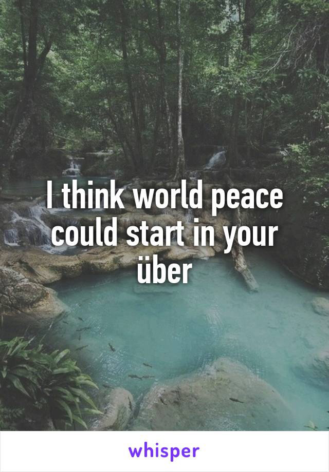 I think world peace could start in your über