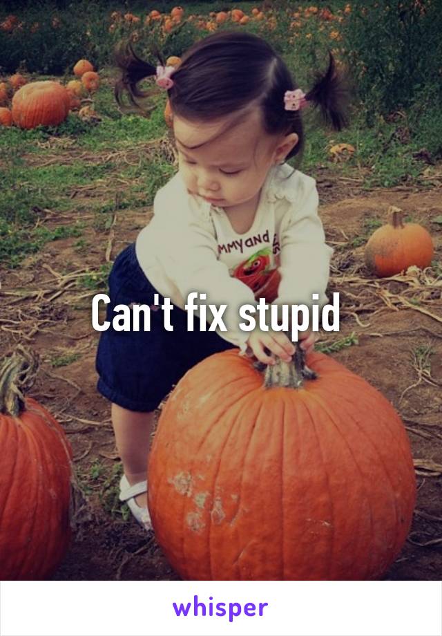 Can't fix stupid 