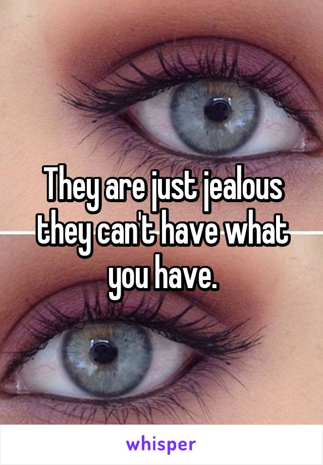 They are just jealous they can't have what you have.