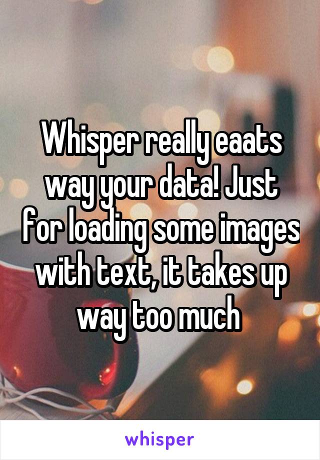 Whisper really eaats way your data! Just for loading some images with text, it takes up way too much 