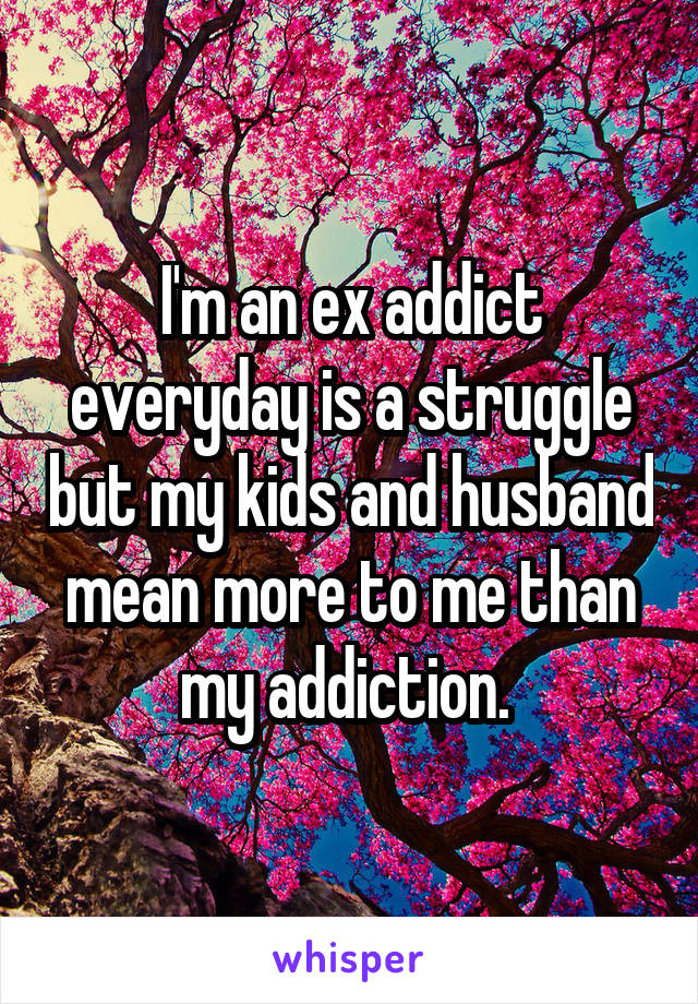 I'm an ex addict everyday is a struggle but my kids and husband mean more to me than my addiction. 