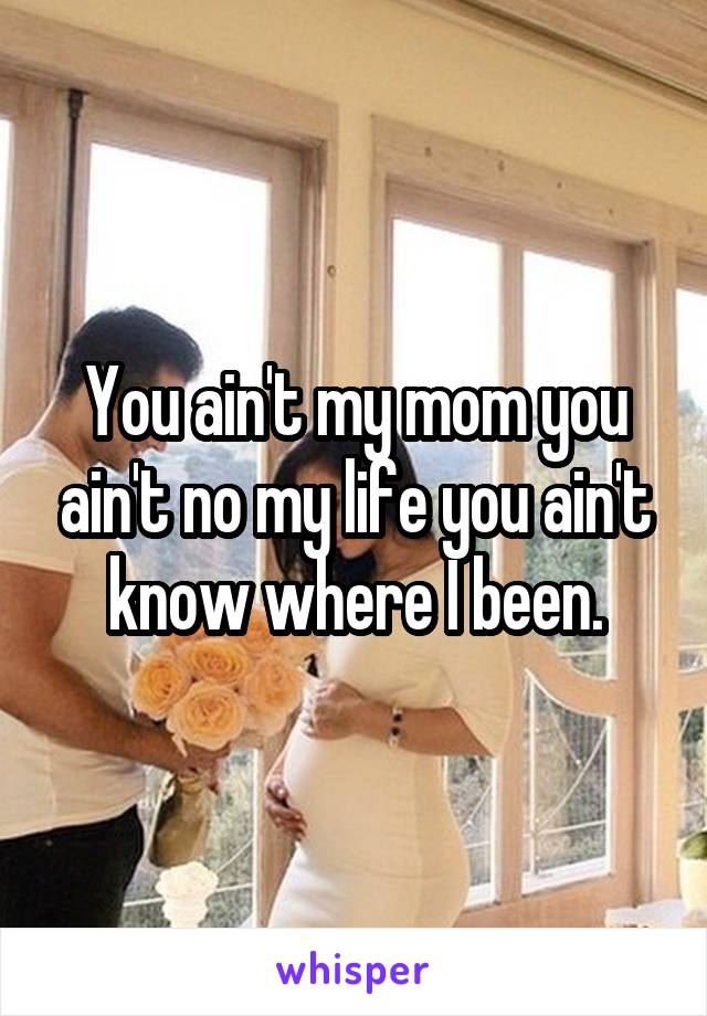 You ain't my mom you ain't no my life you ain't know where I been.