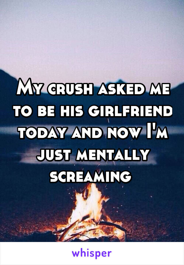 My crush asked me to be his girlfriend today and now I'm just mentally screaming 