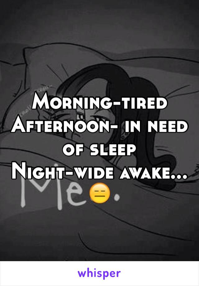 Morning-tired
Afternoon- in need of sleep
Night-wide awake...
😑