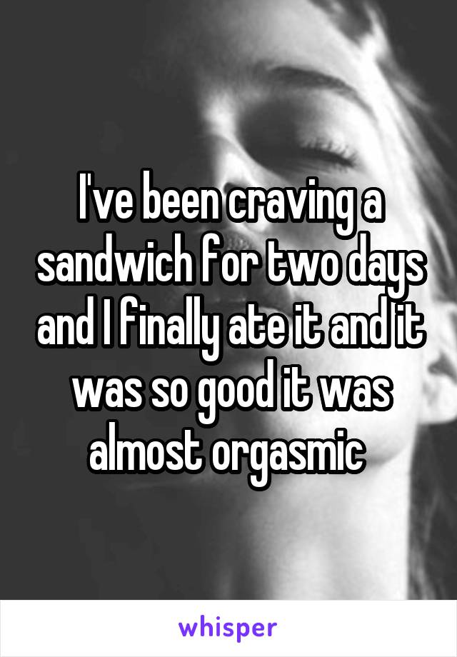 I've been craving a sandwich for two days and I finally ate it and it was so good it was almost orgasmic 