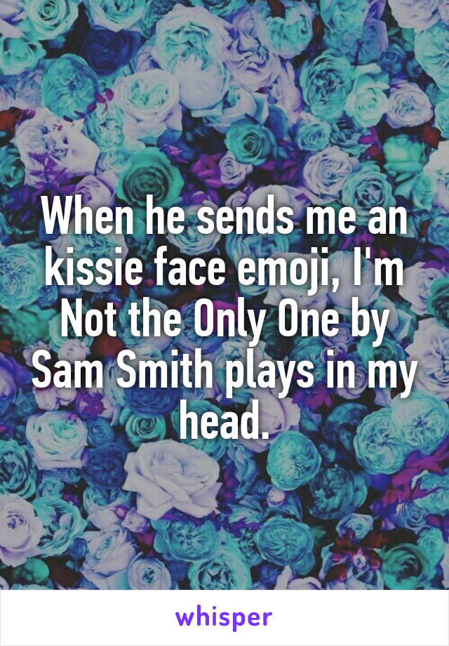 When he sends me an kissie face emoji, I'm Not the Only One by Sam Smith plays in my head.