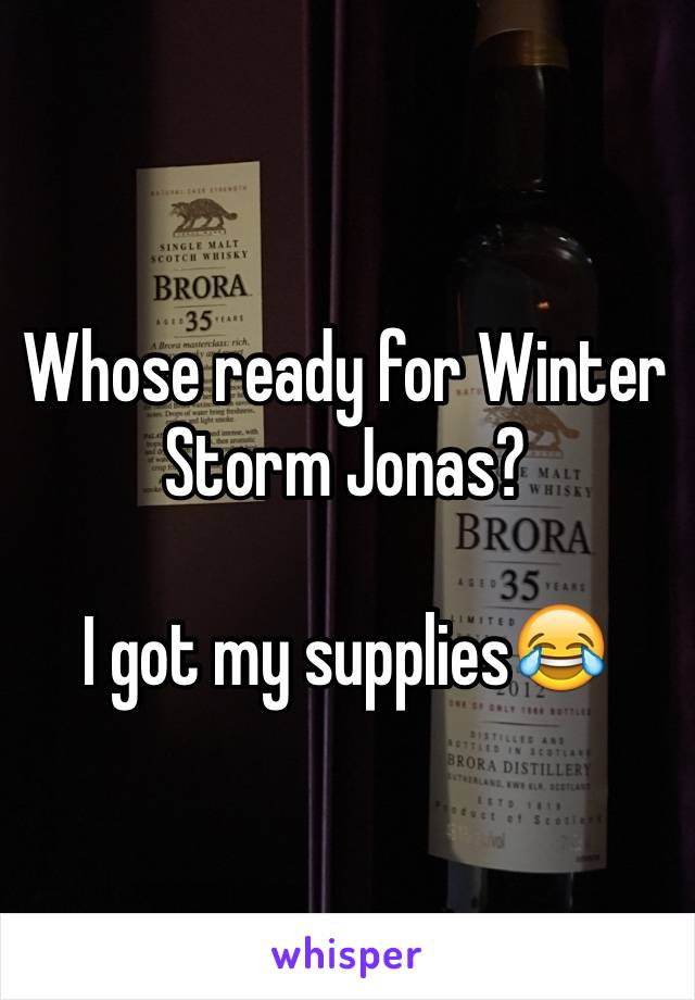 Whose ready for Winter Storm Jonas?

I got my supplies😂