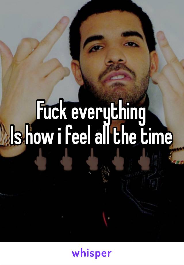 Fuck everything 
Is how i feel all the time 
🖕🏿🖕🏿🖕🏿🖕🏿🖕🏿