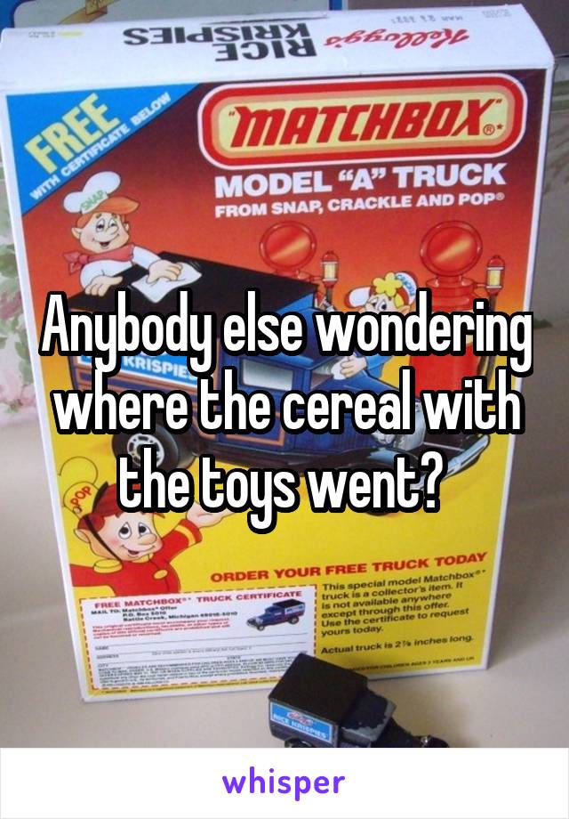 Anybody else wondering where the cereal with the toys went? 