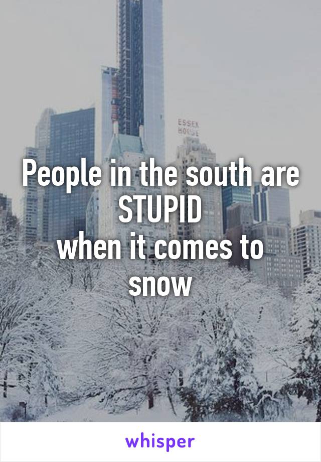 People in the south are
STUPID
when it comes to snow