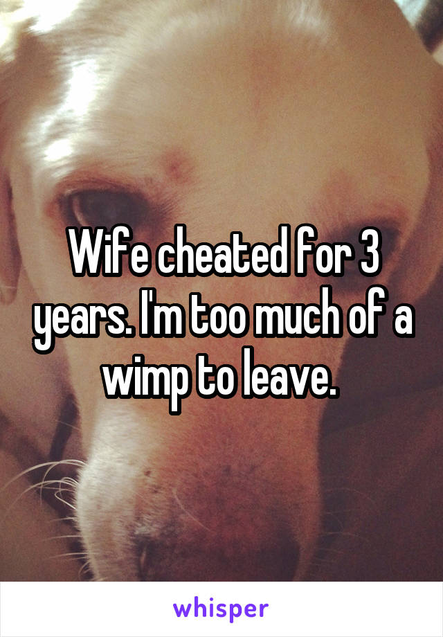 Wife cheated for 3 years. I'm too much of a wimp to leave. 