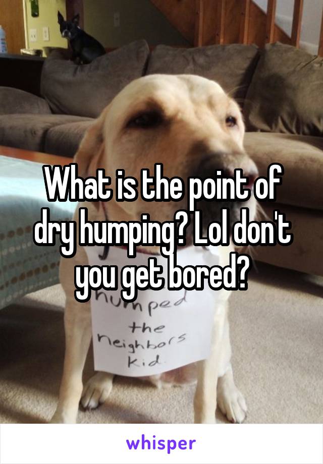 What is the point of dry humping? Lol don't you get bored?